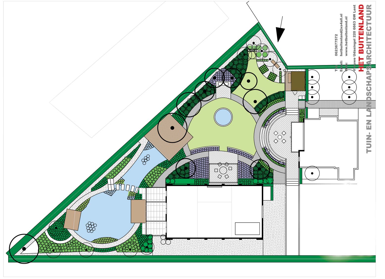 landschaps-tuinontwerp panta rei in nijmegen van het buitenland de ontwerptekening