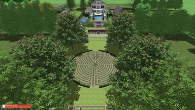 landschaps-tuinontwerp toscane ad rijn in nijmegen van het buitenland met een 3D vogelvlucht visualisatie van het labyrinth 